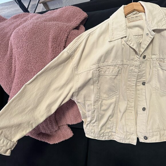 Free People Opal Swing Denim Jacket Bright Ecru / Cream White Small - Picture 6 of 6